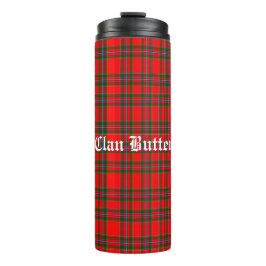 Garrafa Térmica Tartan da Manteiga do Clã e Texto Personalizado