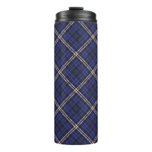 Garrafa Térmica Tartan de Xadrez Diagonal do Marinho rosa texturiz