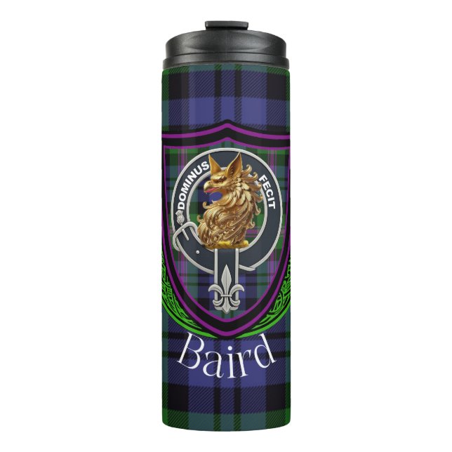 Garrafa Térmica Tartan e Brasão do Clã Escocês Baird (Frente)