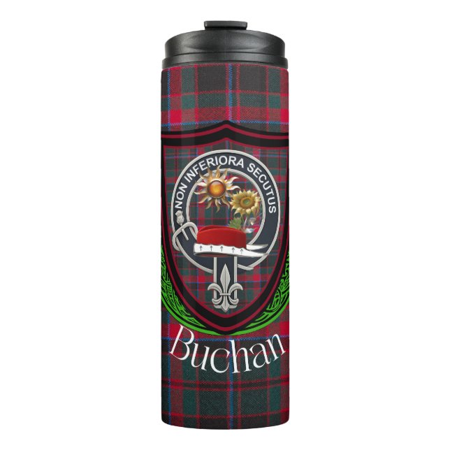 Garrafa Térmica Tartan e Brasão do Clã Escocês Buchan (Frente)