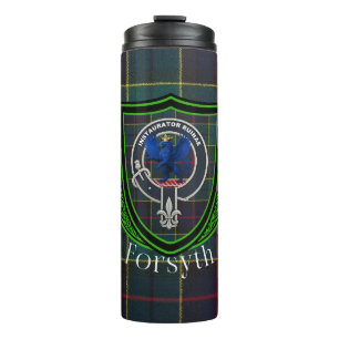 Garrafa Térmica Tartan e Brasão do Clã Escocês Forsyth