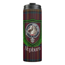 Garrafa Térmica Tartan e Brasão do Clã Escocês Hepburn
