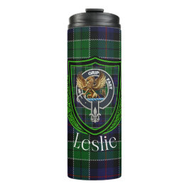 Garrafa Térmica Tartan e Brasão do Clã Escocês Leslie