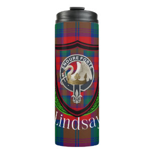 Garrafa Térmica Tartan e Brasão do Clã Escocês Lindsay
