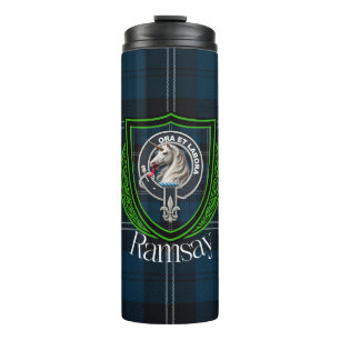 Garrafa Térmica Tartan e Brasão do Clã Escocês Ramsay