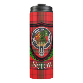 Garrafa Térmica Tartan e Brasão do Clã Escocês Seton