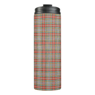 Garrafa Térmica Tartan escocês: padrão amarelo-verde-vermelho.