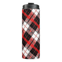 Tartan Plaid Red and Black Thermal Tumbler