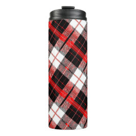 Garrafa Térmica Tartan Plaid Red and Black Thermal Tumbler