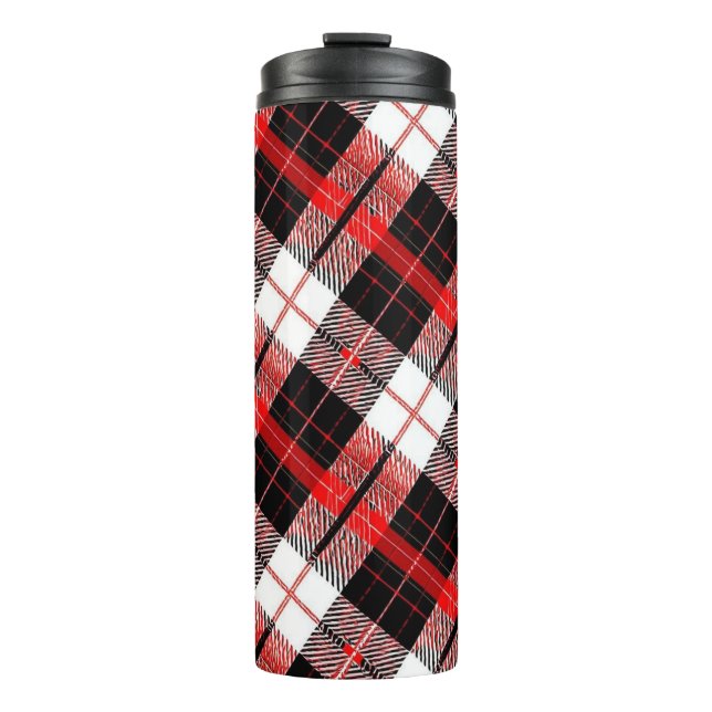 Garrafa Térmica Tartan Plaid Red and Black Thermal Tumbler (Frente)