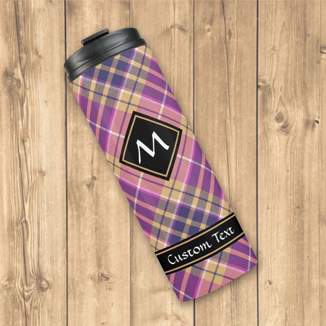 Garrafa Térmica Tartan rosa, Dourado e azul (Criador carregado)