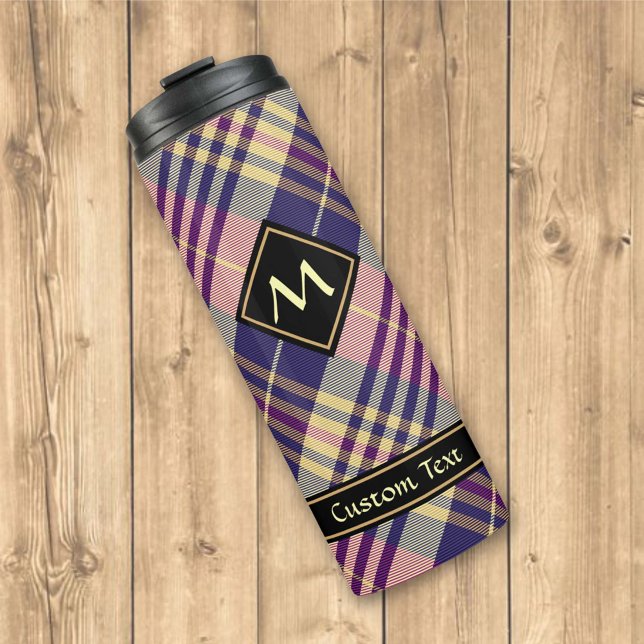Garrafa Térmica Tartan roxo, Dourado e azul (Criador carregado)