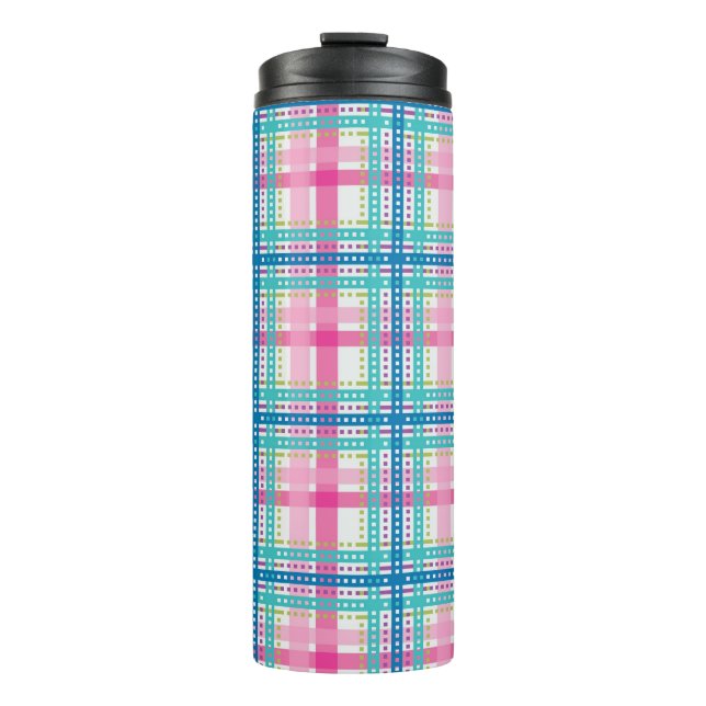 Garrafa Térmica Tartan, teste padrão da xadrez (Frente)