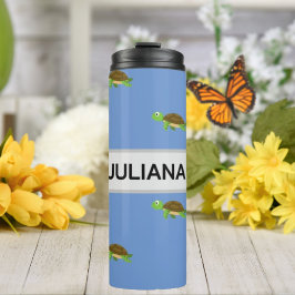 Garrafa Térmica Tartaruga Branca Azul Moderna