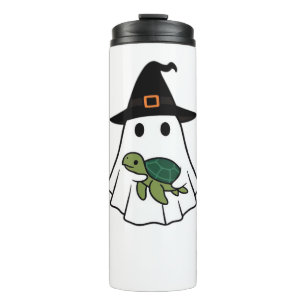 Garrafa Térmica Tartaruga Marinha Halloween Fantasma Bruxa Chapéu