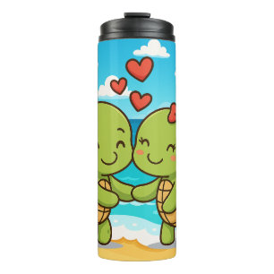 Garrafa Térmica Tartarugas de Amor Casal de desenho