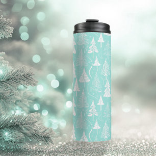 Garrafa Térmica Teal Christmas Tree Pattern#6 ID1009