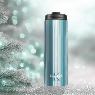 Garrafa Térmica Teal Pinstripe Natal Pattern#28 ID1009
