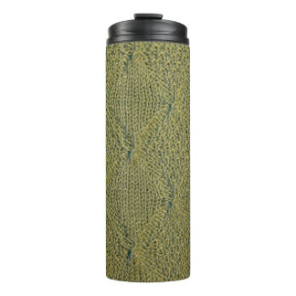 Garrafa Térmica tecido verde de malha, tecido verde de textura tri