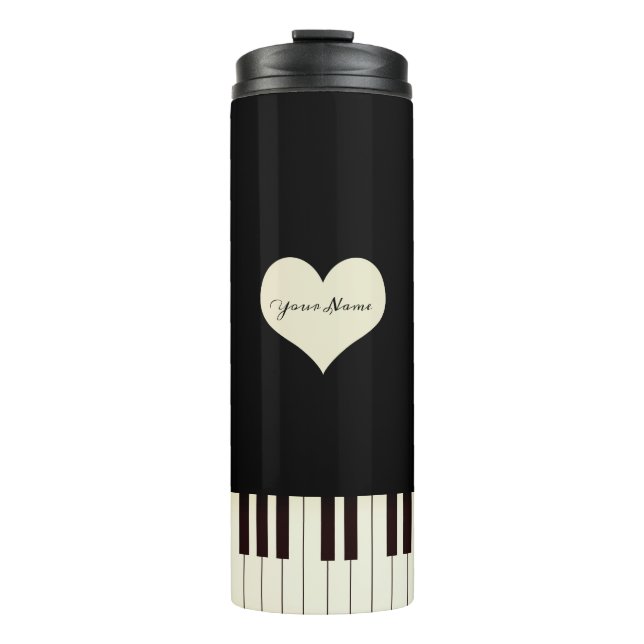 Garrafa Térmica Teclas Piano do Professor de Música Personalizada (Frente)