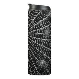 Garrafa Térmica Teias de Aranha Pretas e Brancas Halloween