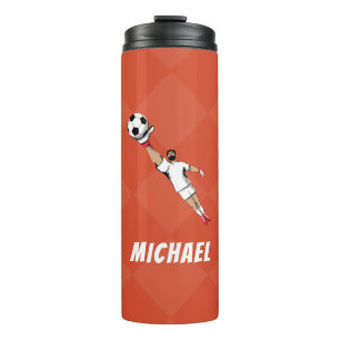 Garrafa Térmica Tema de futebol legal do goleiro laranja e branco