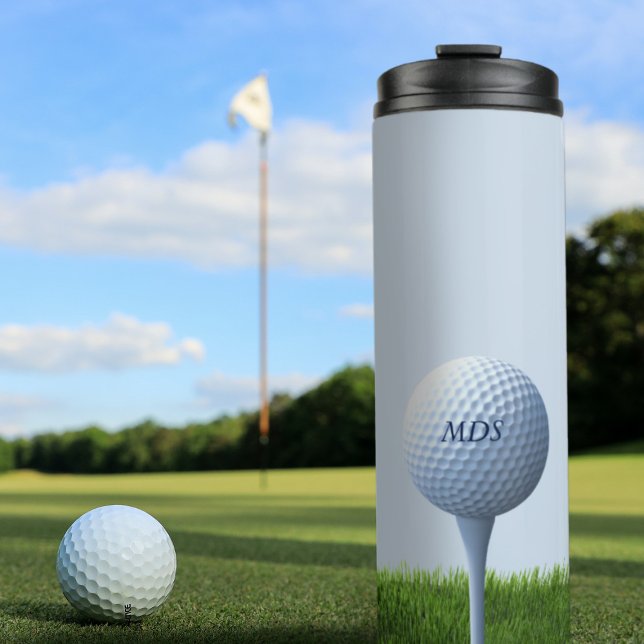 Garrafa Térmica Tema de Golfe Testando dos Esportes Verdes (A Golf Theme Teeing Off Thermal Tumbler with space for your initials)