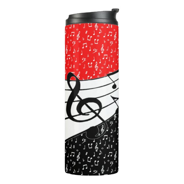 Garrafa Térmica tema musical vermelho e preto (Giro à esquerda)
