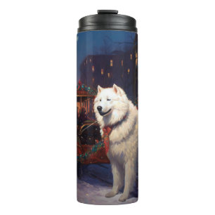 Garrafa Térmica Temporada Festiva de Natal Samoyed