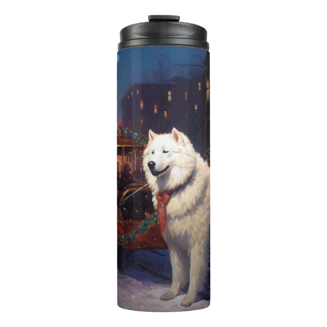 Garrafa Térmica Temporada Festiva de Natal Samoyed (Frente)