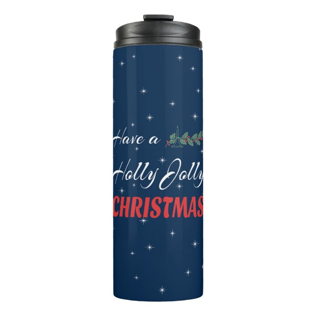 Garrafa Térmica Tenha um Natal Holly Jolly (Frente)
