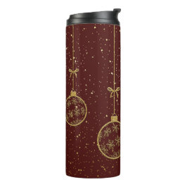 Garrafa Térmica Térmica de Natal Adorno Vermelho e Dourado