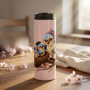 Garrafa Térmica Térmica Graduada Pássaro Rosa Tumbler