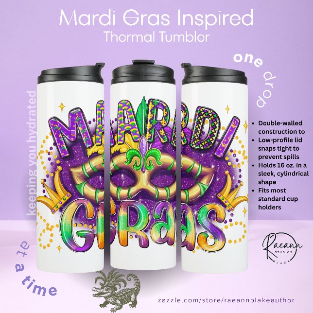 Garrafa Térmica Térmica Inspirada no Mardi-Gras (Criador carregado)