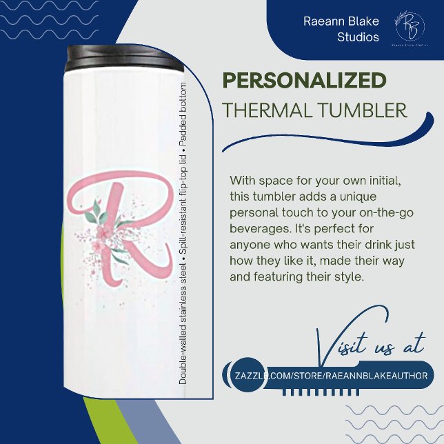 Garrafa Térmica Térmica Rosa Floral Personalizada (Criador carregado)