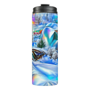 Garrafa Térmica Terra Maravilha Surreal de inverno com Luzes Iride