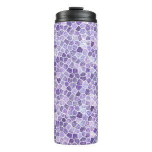 Garrafa Térmica Terraço Xadrez Remendado Lilás Claro e Roxo