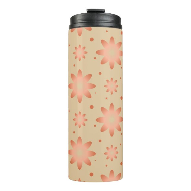 Garrafa Térmica Terracota laranja e bege areia margarida delicada (Frente)