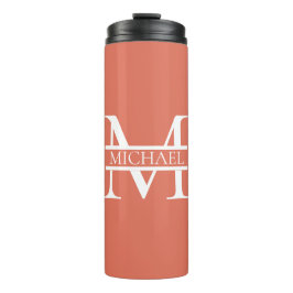 Garrafa Térmica Terracotta Monograma e Nome Elegante Personalizado