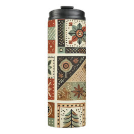 Garrafa Térmica Terracotta Patchwork Quilt Rustic Boho Floral