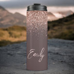 Garrafa Térmica Terracotta Rosa Dourado Blush Link Monograma com L<br><div class="desc">Terracotta e Rosa Dourado - Brilhante,  cor-de-rosa,  brilho esfregando monograma de metal,  Nome Drink Tumbler. Isto faz o doce e perfeito aniversário de 16 anos,  casamento,  chá de panela,  aniversário,  chá de fraldas ou festa de solteira presente para alguém que ama luxo de luxo e estilos quíticos.</div>
