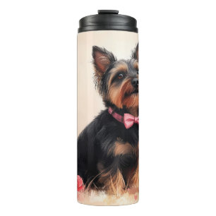 Garrafa Térmica Terrier Australiano com Rosas - Dia dos Namorados