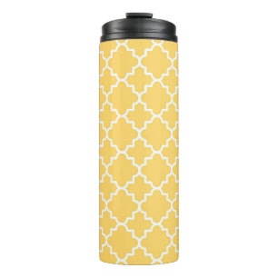 Garrafa Térmica Teste padrão amarelo de Quatrefoil