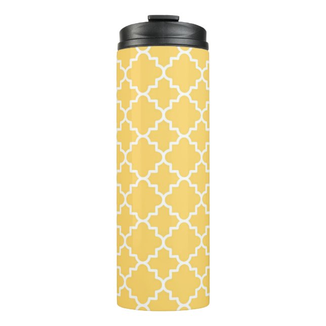 Garrafa Térmica Teste padrão amarelo de Quatrefoil (Frente)