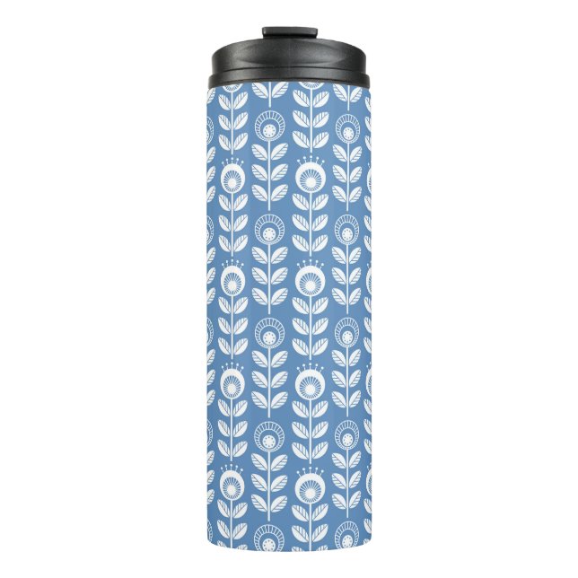 Garrafa Térmica Teste padrão azul escandinavo retro (Frente)