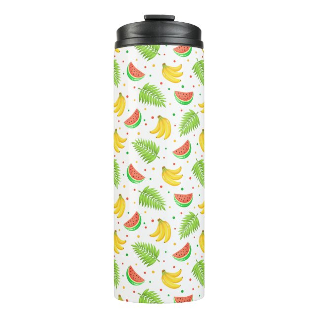 Garrafa Térmica Teste padrão de bolinhas da fruta tropical (Frente)