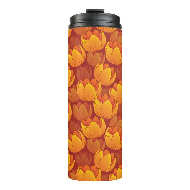 Garrafa Térmica Teste padrão de flor dourado (Frente)