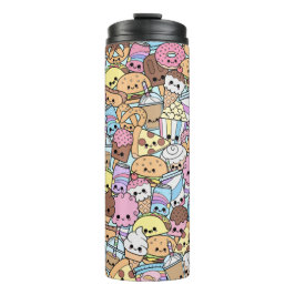 Garrafa Térmica Teste padrão de Munchies da comida lixo de Kawaii
