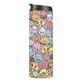 Garrafa Térmica Teste padrão de Munchies da comida lixo de Kawaii