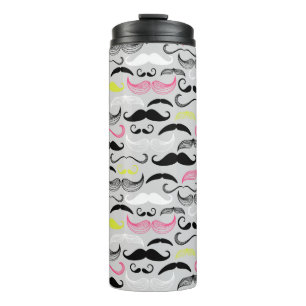 Garrafa Térmica Teste padrão do bigode, estilo retro